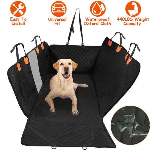 Dog Car Back Seat Cover With Zipper Mesh Window Storage Bags Waterproof 600D